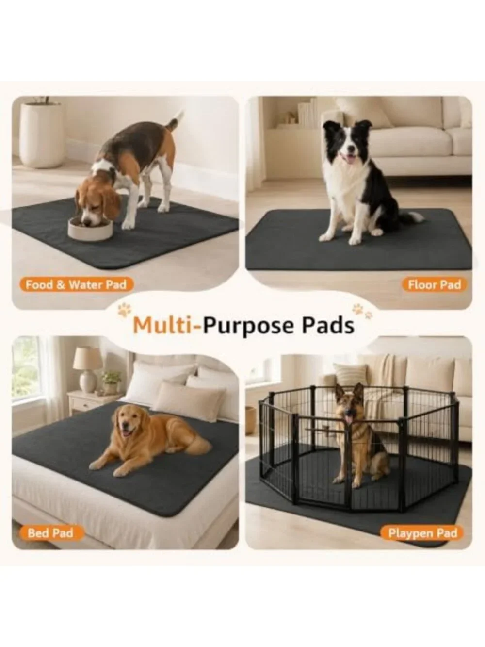 Washable Leak-Proof Dog Pee Pads, 2 Pack, 72